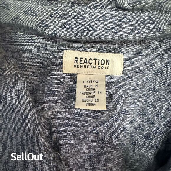 Kenneth Cole Reaction Men's L Blue Graphic Print Short Sleeve Shirt - Picture 8 of 8